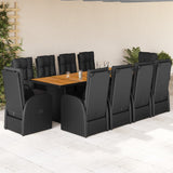 vidaXL 7-delige Tuinset met kussens poly rattan zwart