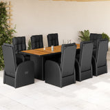 vidaXL 7-delige Tuinset met kussens poly rattan zwart