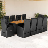 vidaXL 7-delige Tuinset met kussens poly rattan zwart