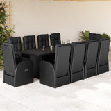 vidaXL 7-delige Tuinset met kussens poly rattan zwart