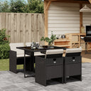 vidaXL 5-piece Garden Lounge Set with Cushions Poly Rattan Black