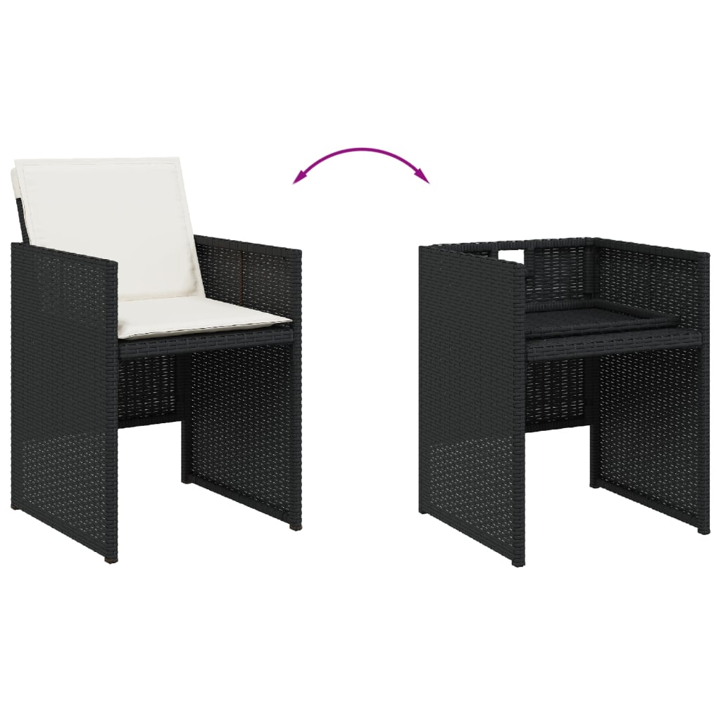 vidaXL 5-piece Garden Lounge Set with Cushions Poly Rattan Black