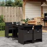 vidaXL 5-piece Garden Lounge Set with Cushions Poly Rattan Black