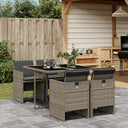 vidaXL 5-piece Garden Lounge Set with Cushions Poly Rattan Black