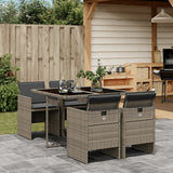 vidaXL 5-piece Garden Lounge Set with Cushions Poly Rattan Black