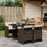vidaXL 5-piece Garden Lounge Set with Cushions Poly Rattan Black