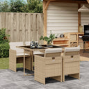 vidaXL 5-piece Garden Lounge Set with Cushions Poly Rattan Black