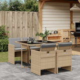 vidaXL 5-piece Garden Lounge Set with Cushions Poly Rattan Black