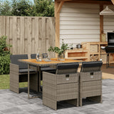 vidaXL 5-piece Garden Lounge Set with Cushions Poly Rattan Black