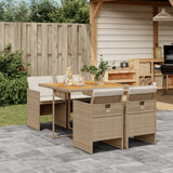 vidaXL 5-piece Garden Lounge Set with Cushions Poly Rattan Black
