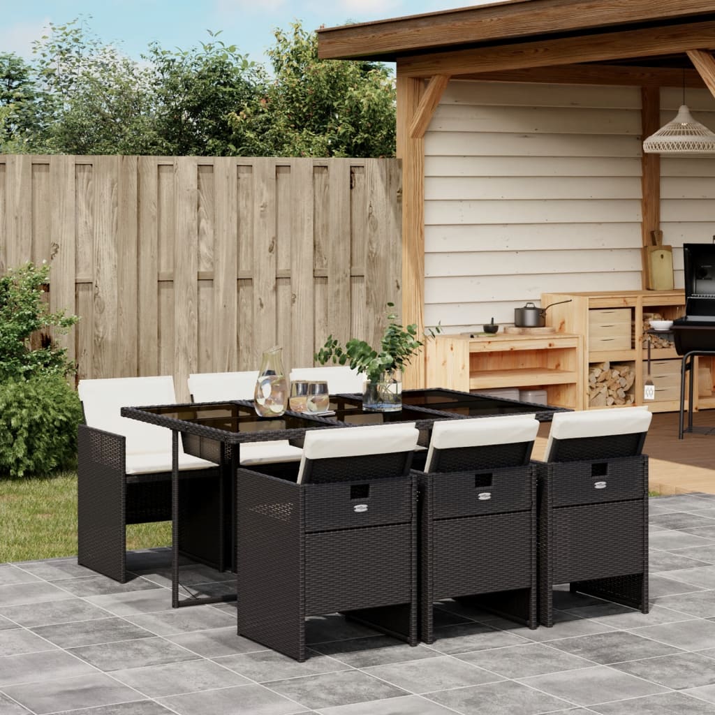 vidaXL 5-piece Garden Lounge Set with Cushions Poly Rattan Black
