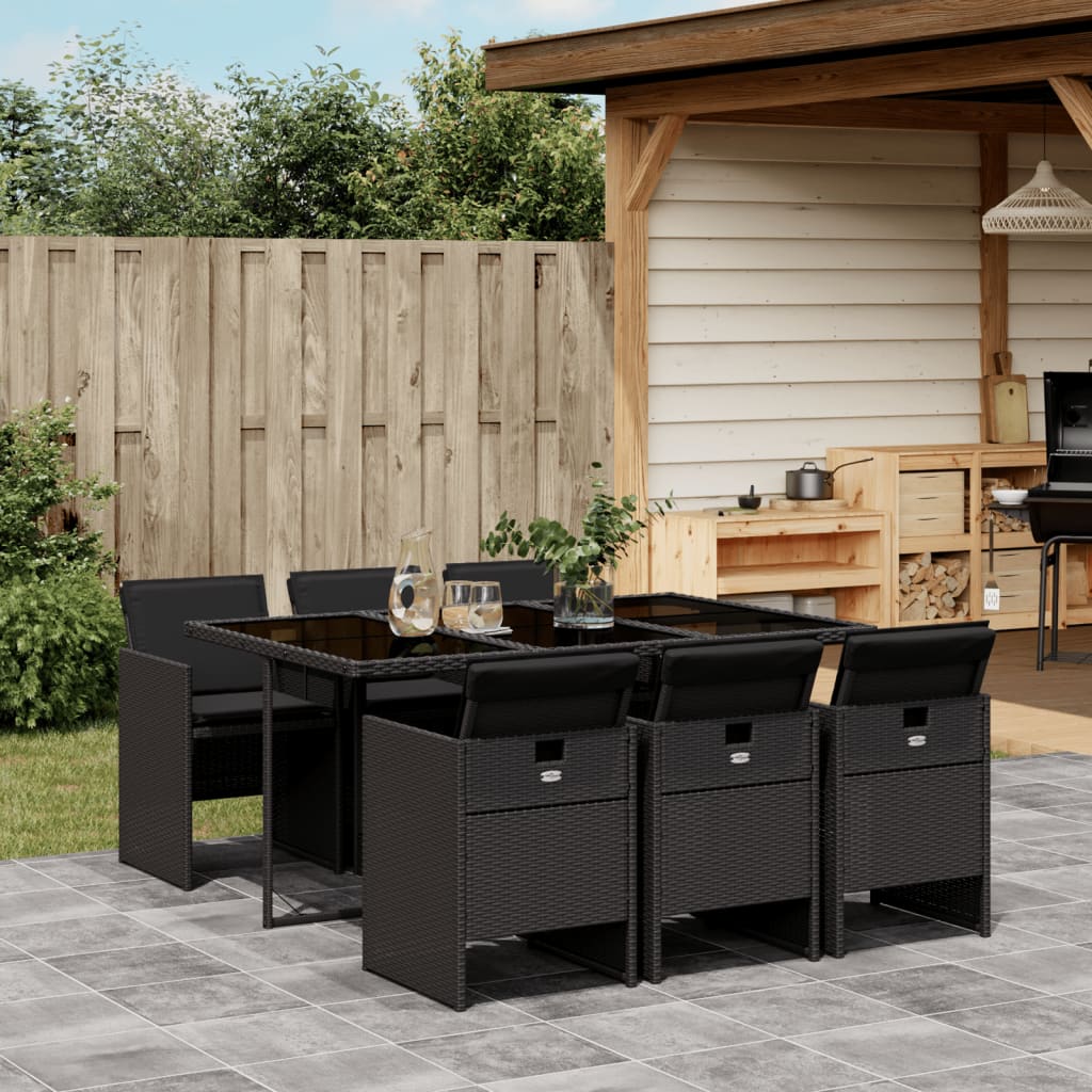 vidaXL 5-piece Garden Lounge Set with Cushions Poly Rattan Black