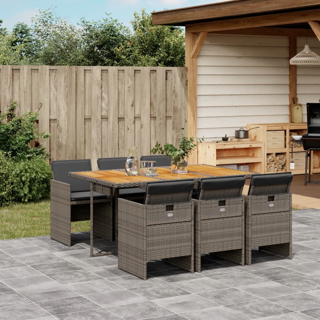 vidaXL 5-piece Garden Lounge Set with Cushions Poly Rattan Black