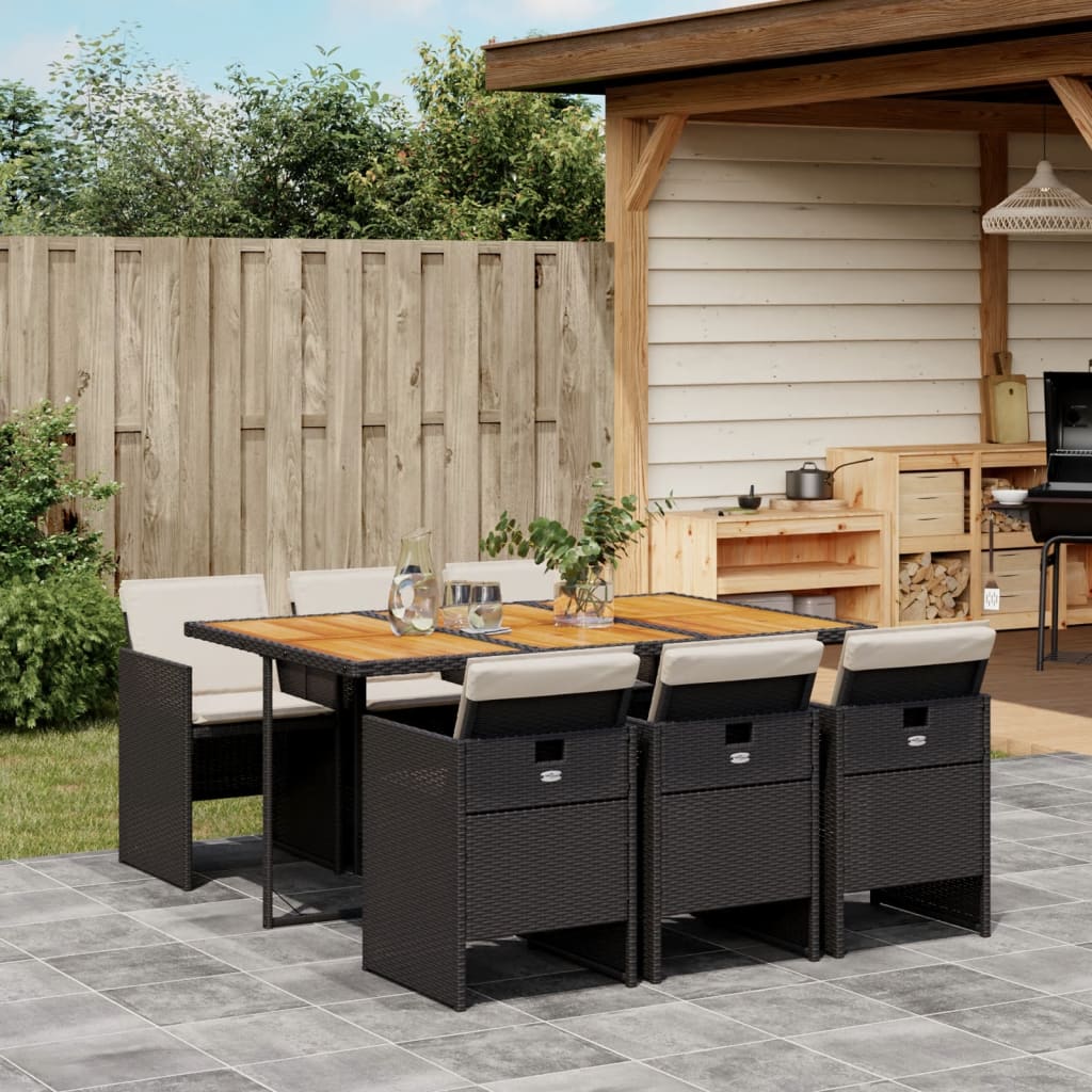 vidaXL 5-piece Garden Lounge Set with Cushions Poly Rattan Black