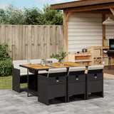 vidaXL 5-piece Garden Lounge Set with Cushions Poly Rattan Black