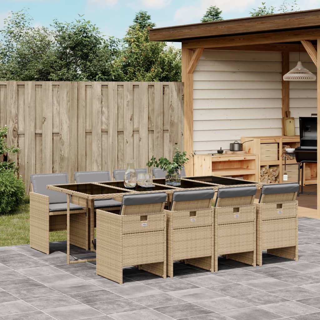 vidaXL 5-piece Garden Lounge Set with Cushions Poly Rattan Black