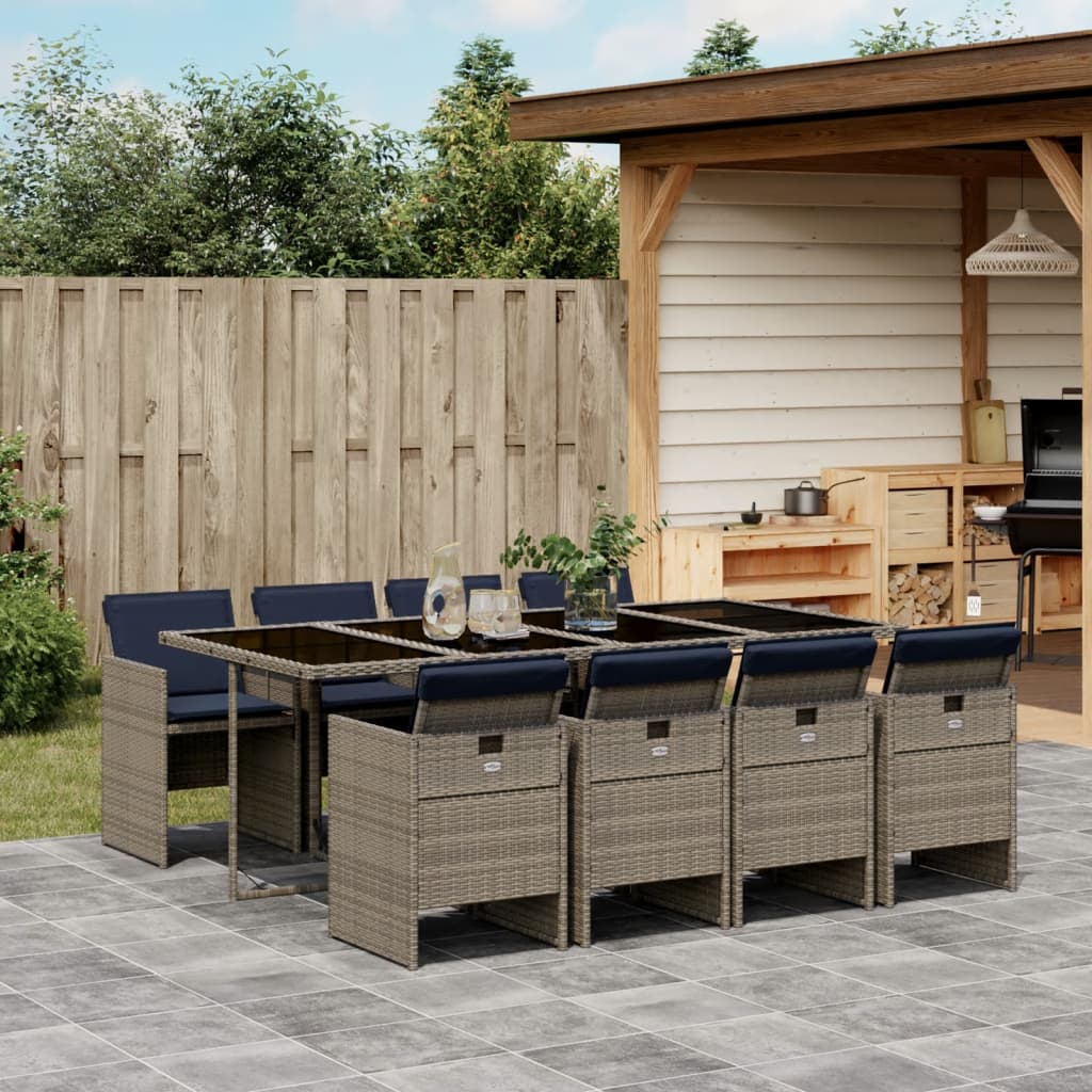 vidaXL 5-delige tuinset met kussens, grijs polyrotan