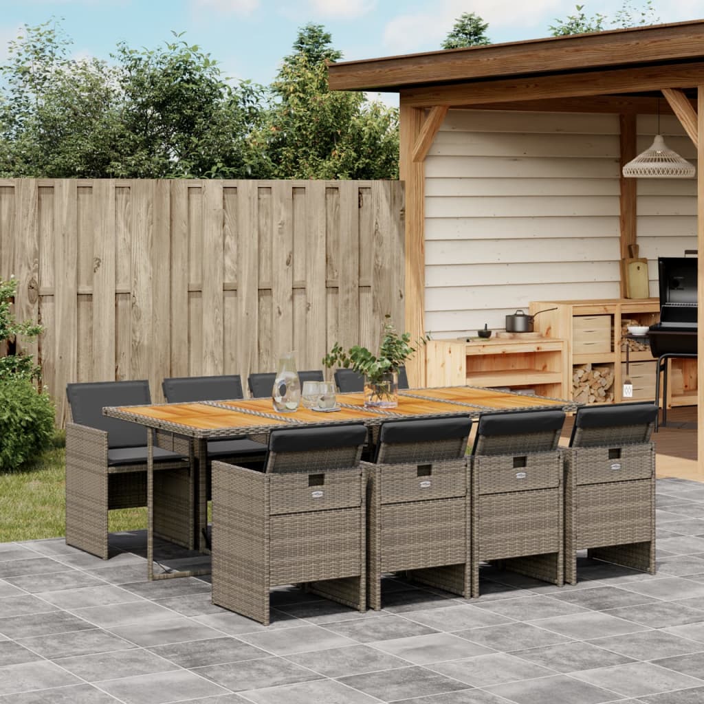 vidaXL 5-piece Garden Lounge Set with Cushions Poly Rattan Black