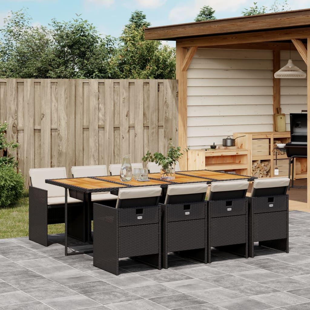 vidaXL 5-piece Garden Lounge Set with Cushions Poly Rattan Black