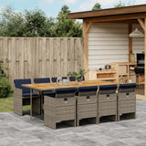 vidaXL 5-delige tuinset met kussens, grijs polyrotan