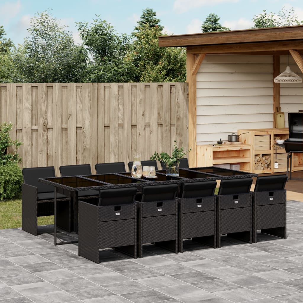 vidaXL 5-piece Garden Lounge Set with Cushions Poly Rattan Black