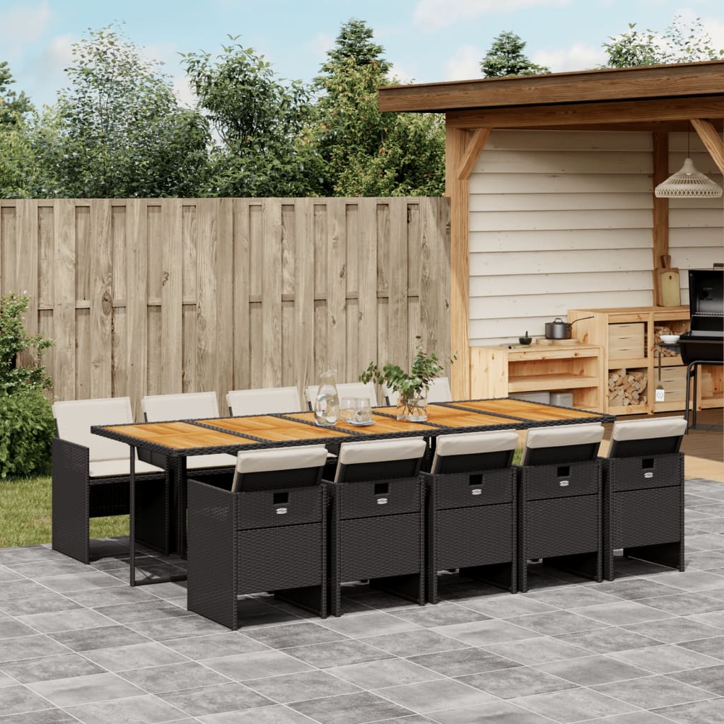 vidaXL 5-piece Garden Lounge Set with Cushions Poly Rattan Black