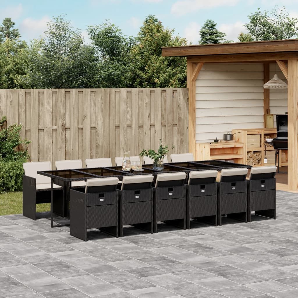 vidaXL 5-piece Garden Lounge Set with Cushions Poly Rattan Black