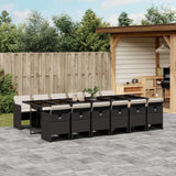 vidaXL 5-piece Garden Lounge Set with Cushions Poly Rattan Black