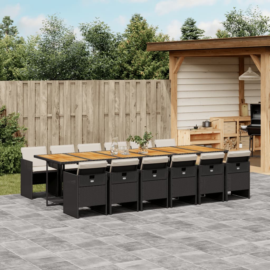 vidaXL 5-piece Garden Lounge Set with Cushions Poly Rattan Black