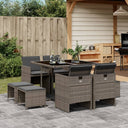 vidaXL 9-delige Tuinset poly rattan zwart