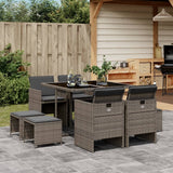 vidaXL 9-delige Tuinset poly rattan zwart