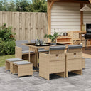 vidaXL 9-delige Tuinset poly rattan zwart