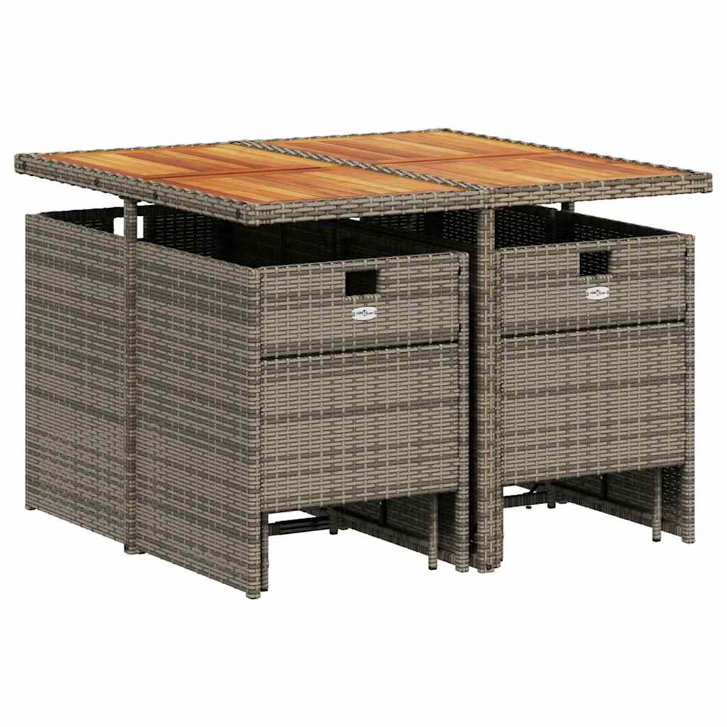 vidaXL 9-delige tuinset met kussens, grijs polyrotan
