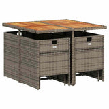 vidaXL 9-delige tuinset met kussens, grijs polyrotan