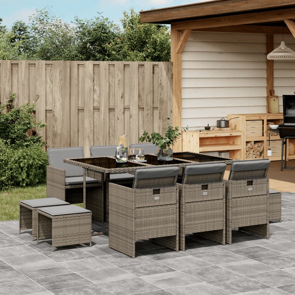 vidaXL 9-delige Tuinset poly rattan zwart