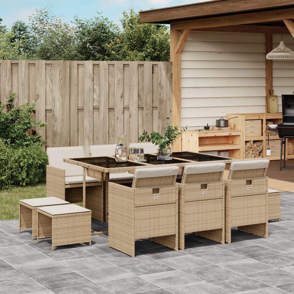 vidaXL 9-delige Tuinset poly rattan zwart