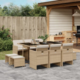 vidaXL 9-delige Tuinset poly rattan zwart