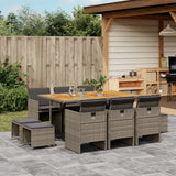 vidaXL 9-delige Tuinset poly rattan zwart
