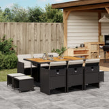 vidaXL 9-delige Tuinset poly rattan zwart
