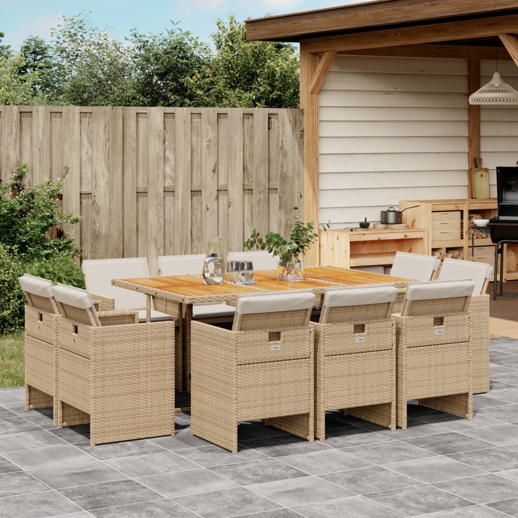 vidaXL 9-delige Tuinset poly rattan zwart