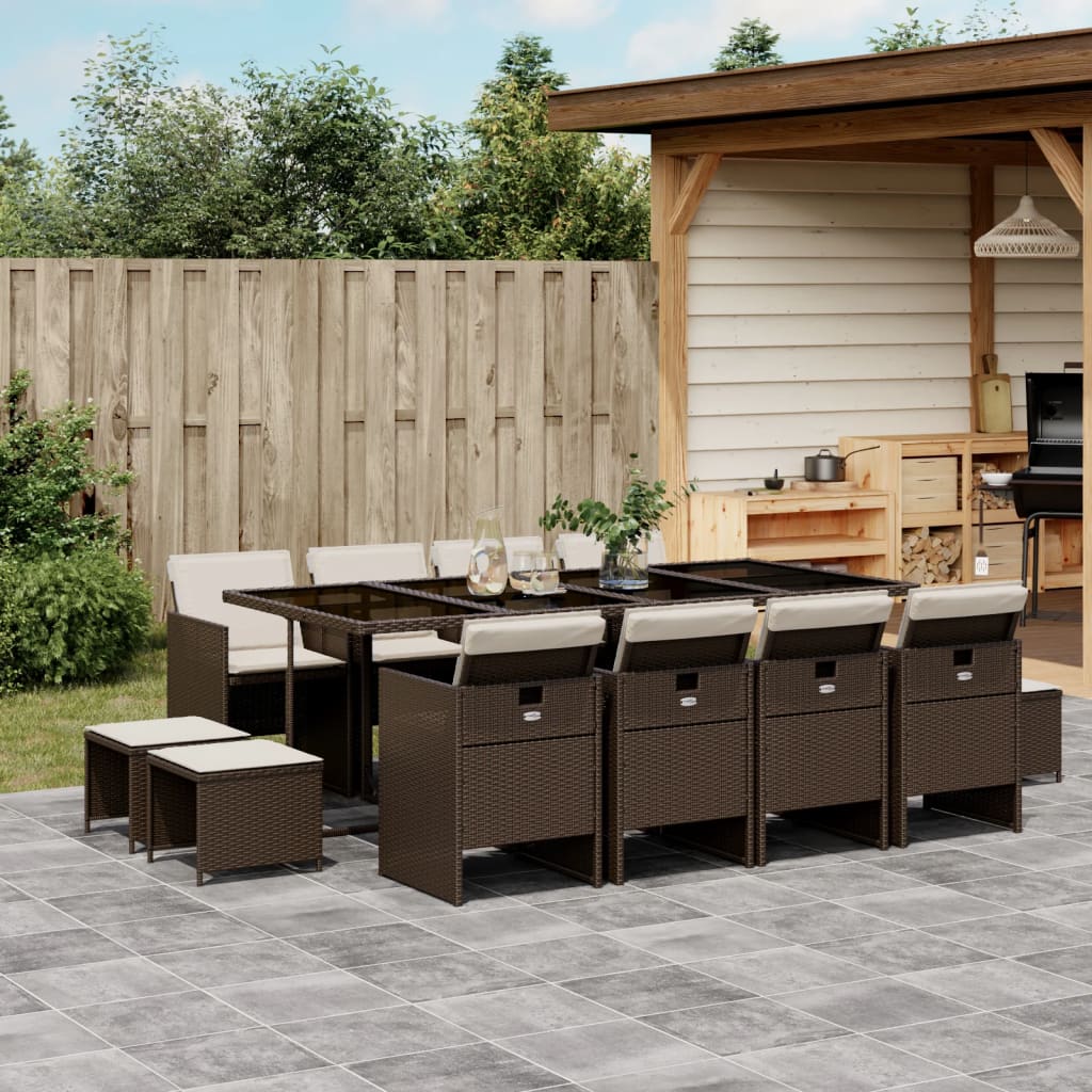vidaXL 9-delige Tuinset poly rattan zwart