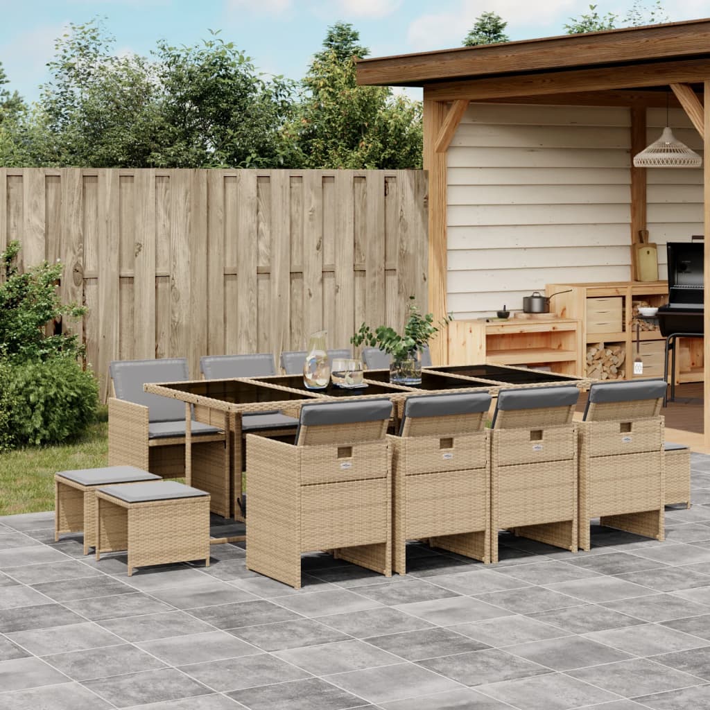 vidaXL 9-delige Tuinset poly rattan zwart