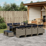 vidaXL 9-delige tuinset met kussens, grijs polyrotan