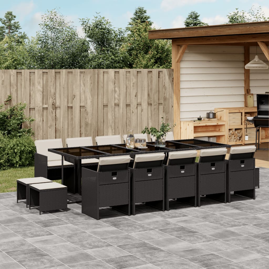 vidaXL 9-delige Tuinset poly rattan zwart
