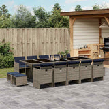 vidaXL 9-delige tuinset met kussens, grijs polyrotan