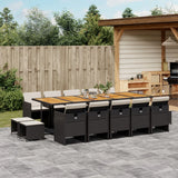 vidaXL 9-delige Tuinset poly rattan zwart