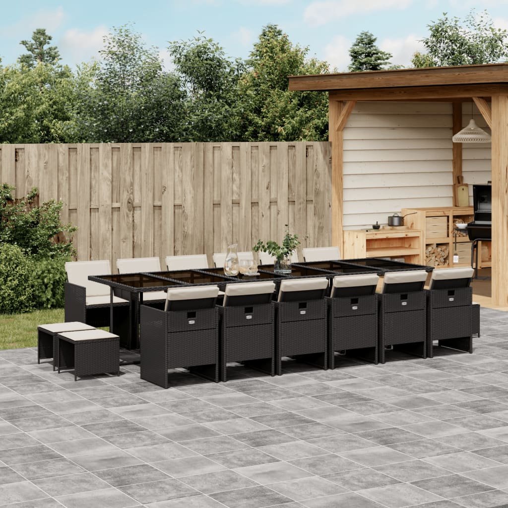 vidaXL 9-delige Tuinset poly rattan zwart