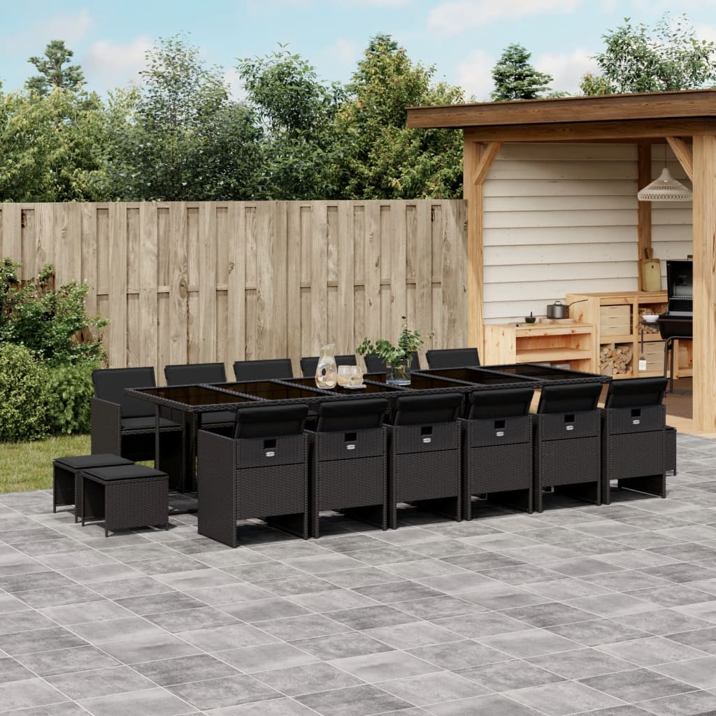 vidaXL 9-delige Tuinset poly rattan zwart