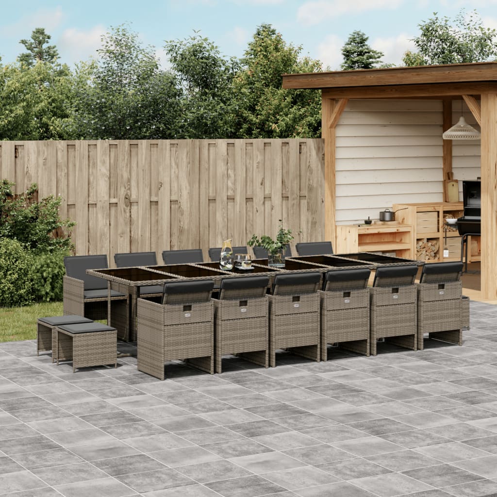 vidaXL 9-delige Tuinset poly rattan zwart