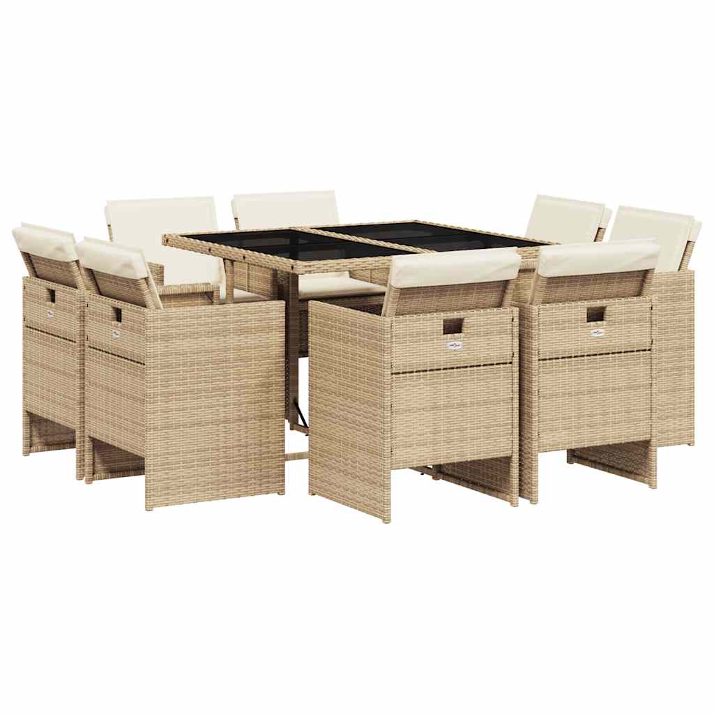 vidaXL 9-delige Tuinset poly rattan zwart
